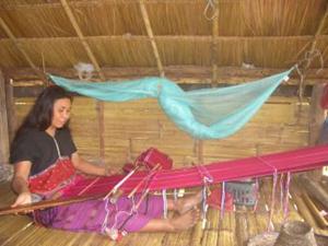 Hilltribe woman weaving