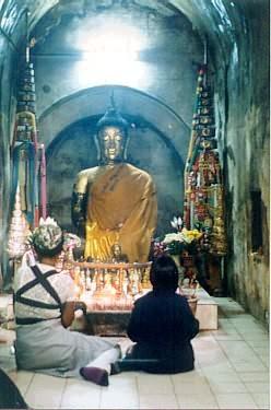 Altar in Tunnel at Wat U-Mong, Chiang Mai, Thailand