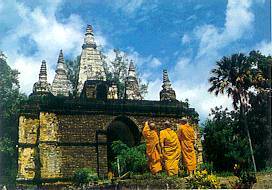 Der Wat Jet Yod Tempel in Chiang Mai, Thailand