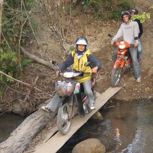 Crossing a jungle stream