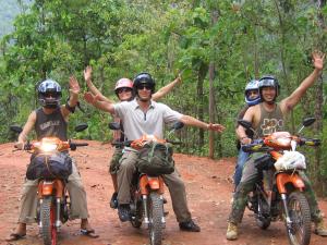 Tour group on dirt road