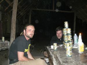 Evening inside a bamboo hut