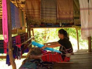 Hilltribe woman weaving