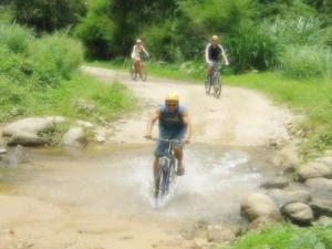 Mountainbiking on dirt roads in the mountains of