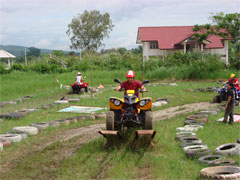 Atv tour - swing bridge on practise track, Chiang Mai, Thailand 