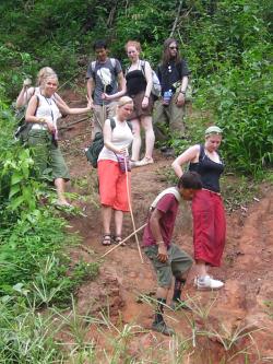 Tour group in the mountains of