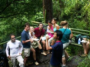 Tour group in the mountains of